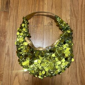 Vintage Y2K sequin paillette green purse